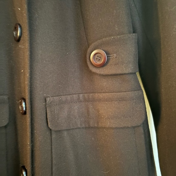 Moda International Women's Size 6P Brown Textured Wool Button Up Pea-Coat - Picture 3 of 4